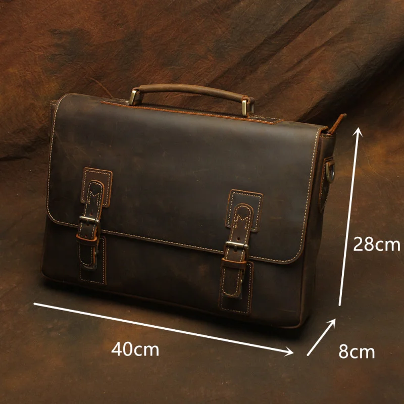 Nesitu Винтаж A4 коричневый натуральная Crazy Horse кожа офис 14 ''ноутбук мужской портфель бизнес сумка M1052