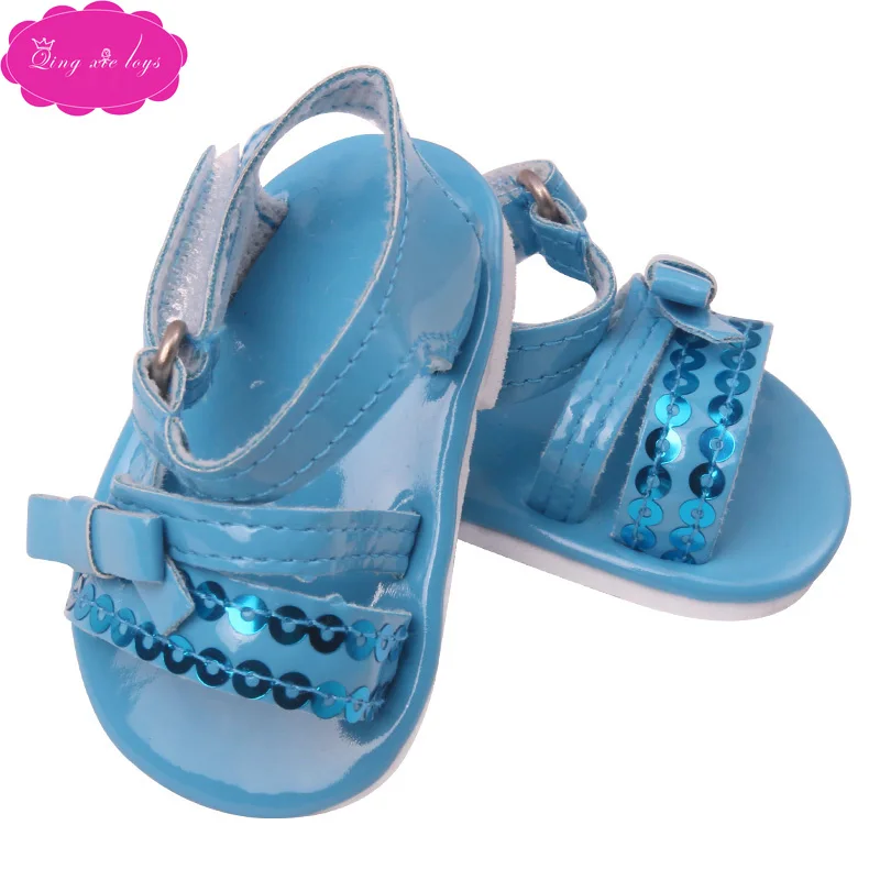 43 cm baby dolls shoes newborn pink bow sequin blue dress shoe fit American 18 inch Girls doll g227 | Игрушки и хобби