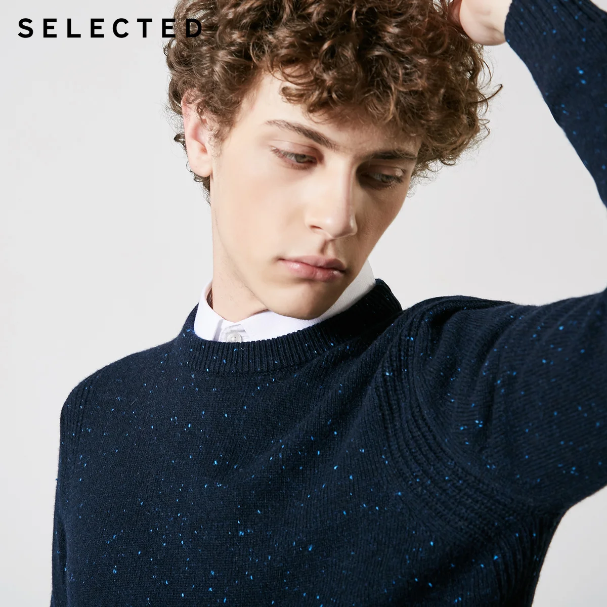 Выбранные Для мужчин осенне-зимняя шерстяная одежда из смешанной трикотажной