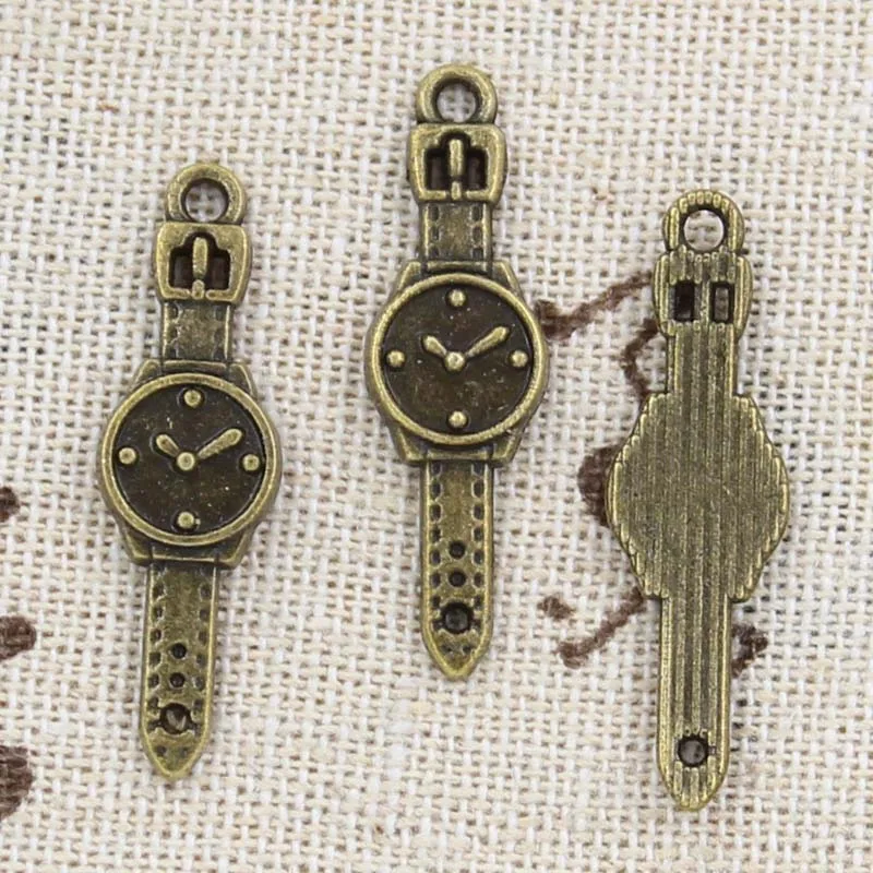 20 штук Подвески часы 24x6 мм античный тибетская Серебряная бронзовая подвеска