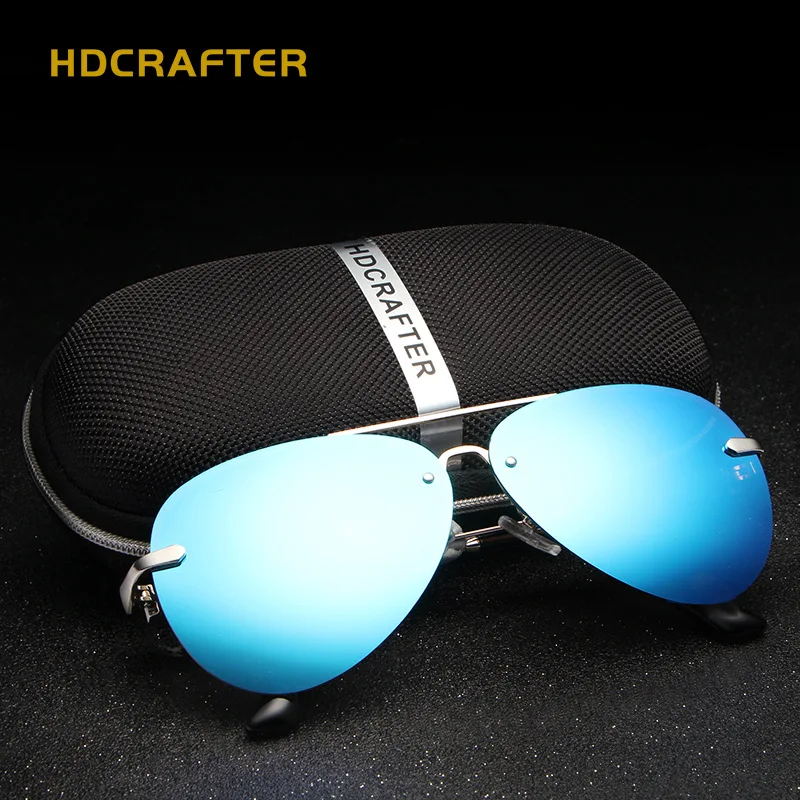 Солнцезащитные очки без оправы мужские брендовые дизайнерские поляризационные