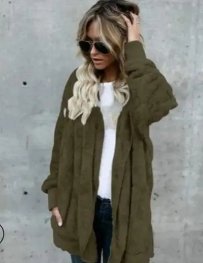 style7 Новогоднее весеннее пальто из искусственного меха плюшевого мишки, женская модная куртка с капюшоном и открытой строчкой, Женская пушистая куртка с длинным рукавом - Цвет: style7