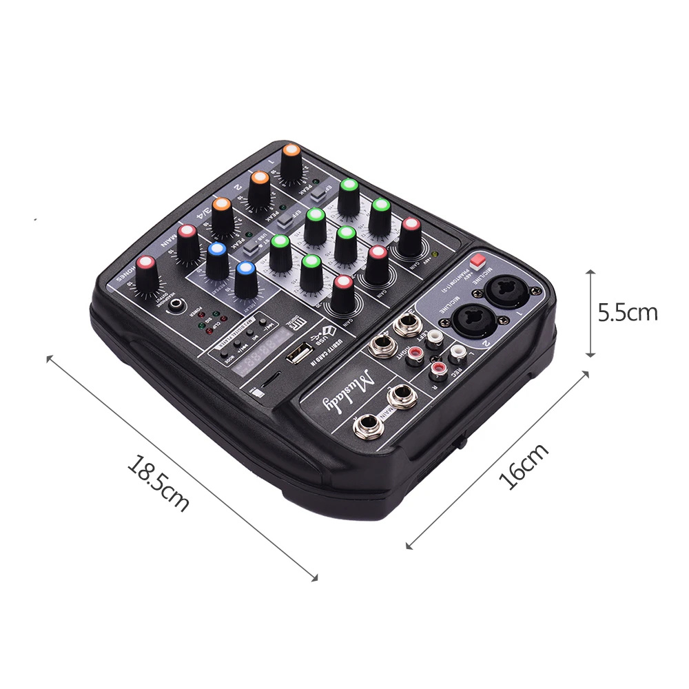 Muslady AI-4 компактная звуковая карта микшерный пульт Цифровой аудио смеситель 4-х канальный BT MP3 USB Вход+ 48V Phantom Мощность для караоке