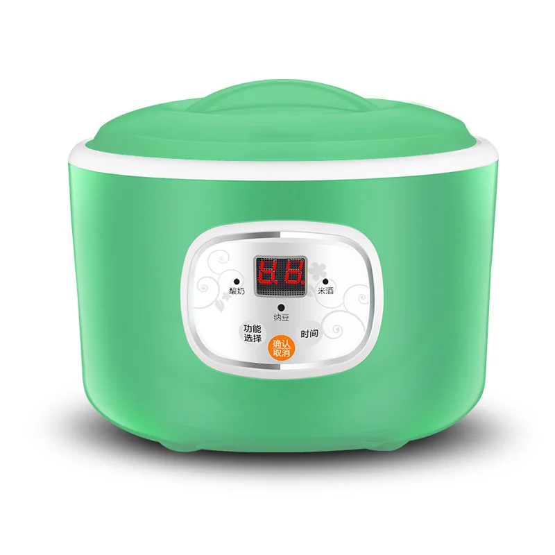 green Йогуртница 1Л автоматическая машина для йогурта бытовой DIY Инструменты для йогурта кухонная техника бак из нержавеющей стали Фиолетовый Зеленый 220 В - Цвет: green