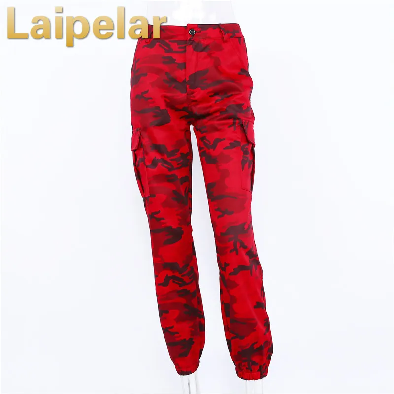 

Laipelar Women Autumn Fashion Camouflage Trousers Loose Harem Pants High Quality Sweatpants Casual Red Camo Sweat Pant