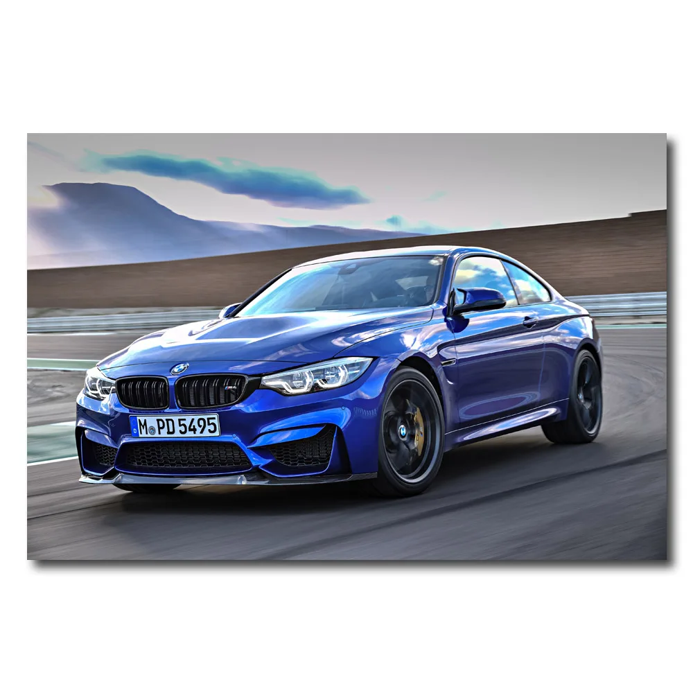 

Роскошный автомобиль синий B M W M4 Печатный настенный искусство Супер спортивный автомобиль постер холст картина для декора комнаты