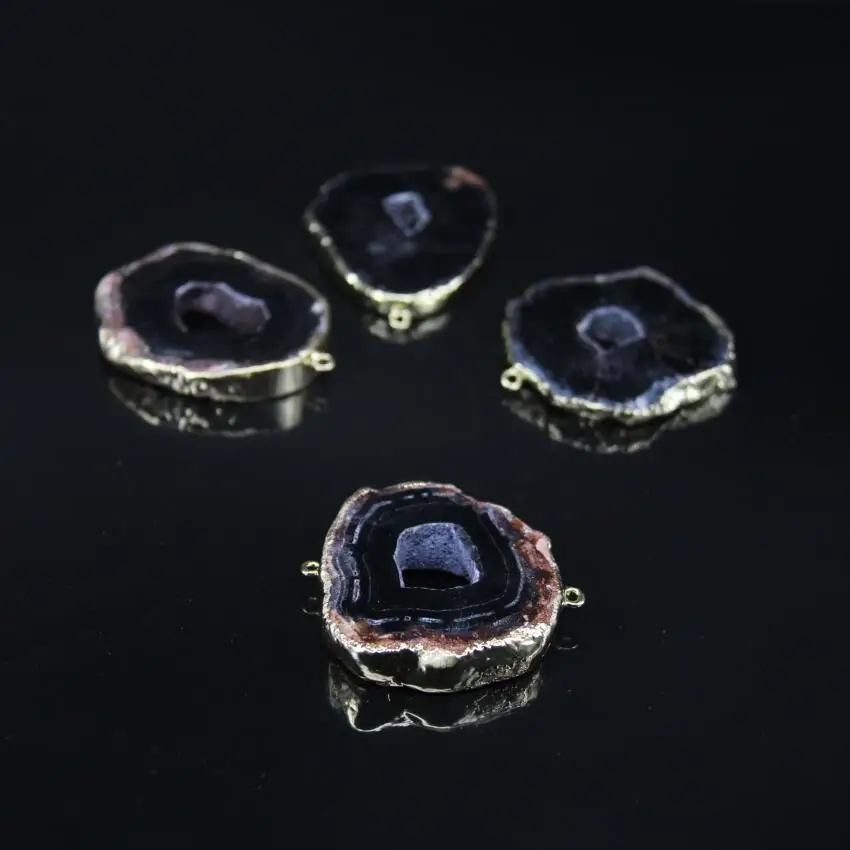 5 шт. коннектор с золотыми краями натуральный агат Geode Freeform Slab Raw Druzy Quartz кулон