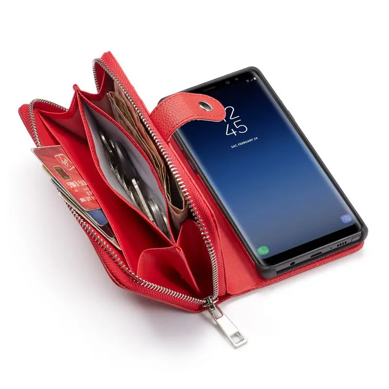 Чехол-Кошелек на молнии для samsung Galaxy Note 9, чехол-кошелек из искусственной кожи, съемный чехол-кошелек для телефона samsung Note9