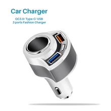 Car Charger QC3.0 Quick Charge USB Charger Type C  Mobile Phone 3 port Smart Universal Charger Adapter for Samsung Xiaomi iphone
