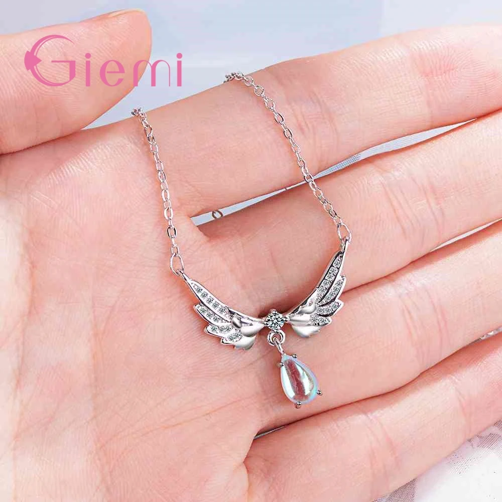

Elegant Cubic Zircon Butterfly Pendant Necklaces 925 Sterling Silver Jewelry For Women Girls Water Drop Choker
