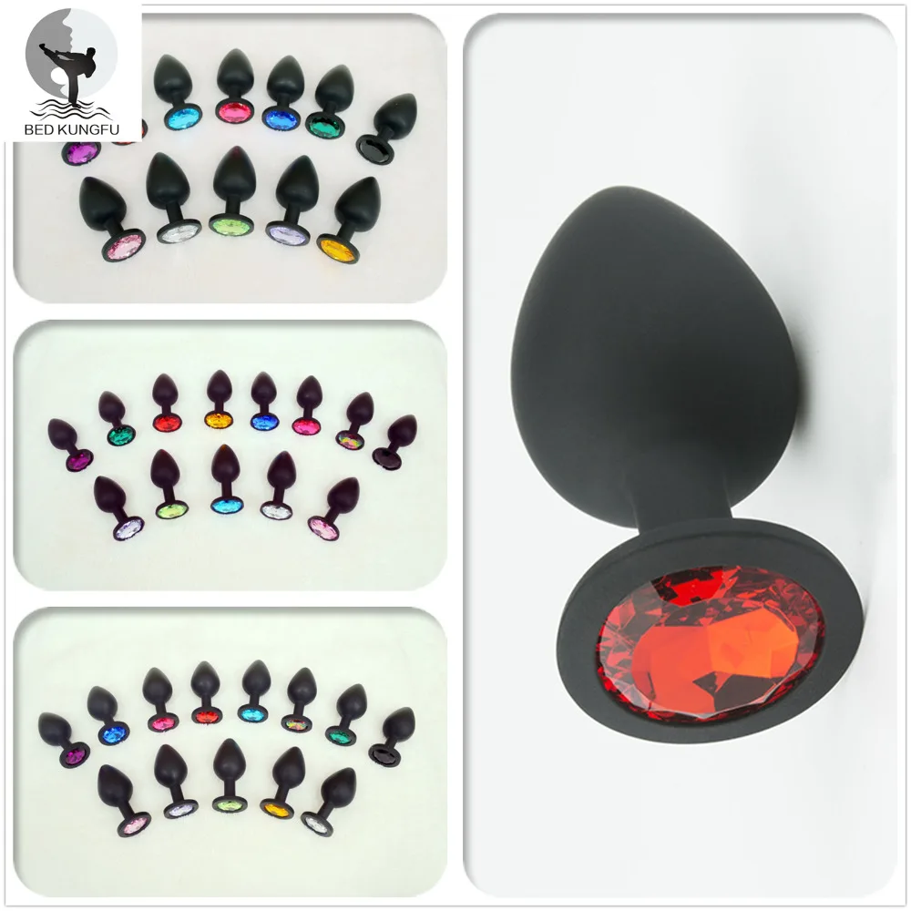 BED KUNGFU Silicone Anal Plug Red Pink Purple Black Anus Toys S M L Bead Suppository | Красота и здоровье