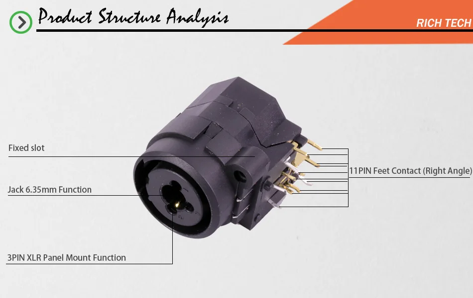 10 шт. 11PIN правый угол XLR разъем двойной функции 3-конт. XLR гнездо панель крепление+ аудио разъем 6,35 мм Powercon Jack