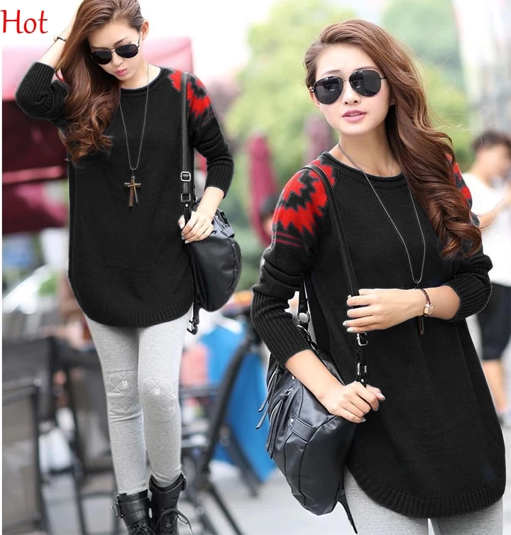 Hot Korean Womens Sweater Loose Long Sleeve Pullover Irregular Sweaters Autumn Outerwear Knitting Coat Colors SV006322 | Женская одежда