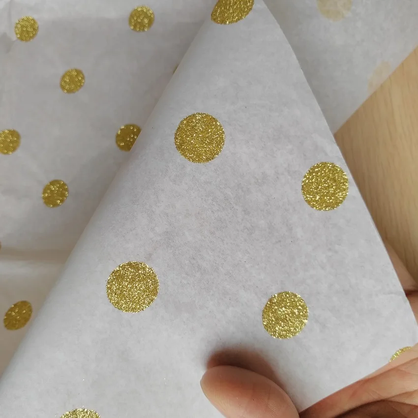 20 штук ослепительно золотой блеск порошок в горошек ткани Бумага для упаковки
