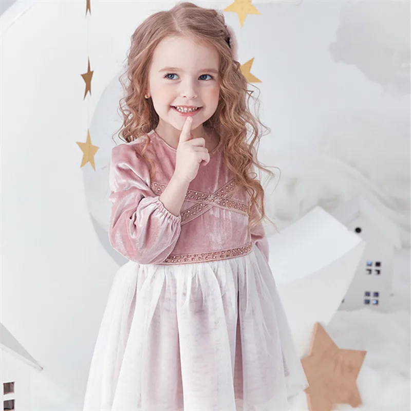 Girl Velvet Dress Spring and Autumn Child 2019 New Baby Princess | Детская одежда и обувь