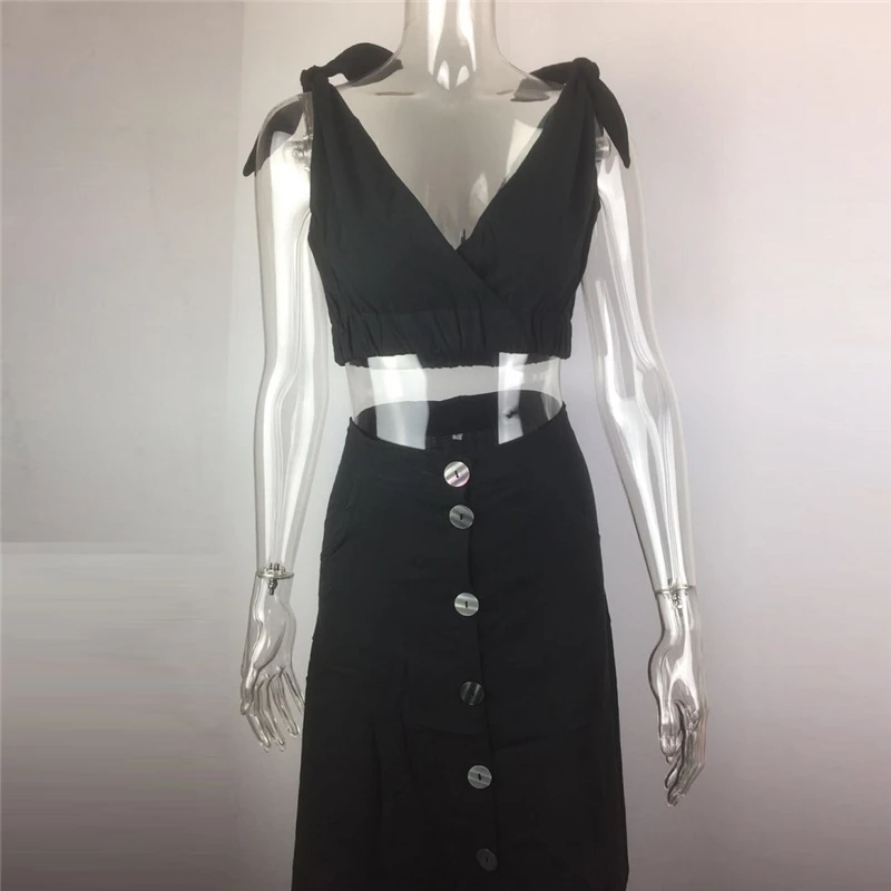 

2020 Europe New Women Summer Sexy Suit Fashion Casual Temperament Slim V-neck umbilical Top + skirt Suit W020