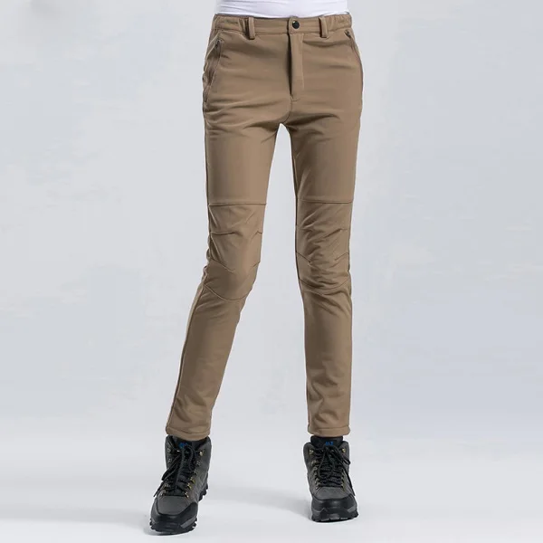 Women Khaki NUONEKEO новые зимние мужские и женские походные брюки для спорта на открытом воздухе внутри флисовые брюки для кемпинга треккинга лыжного спорта Водонепроницаемые Брюки PM20 - Цвет: Women Khaki