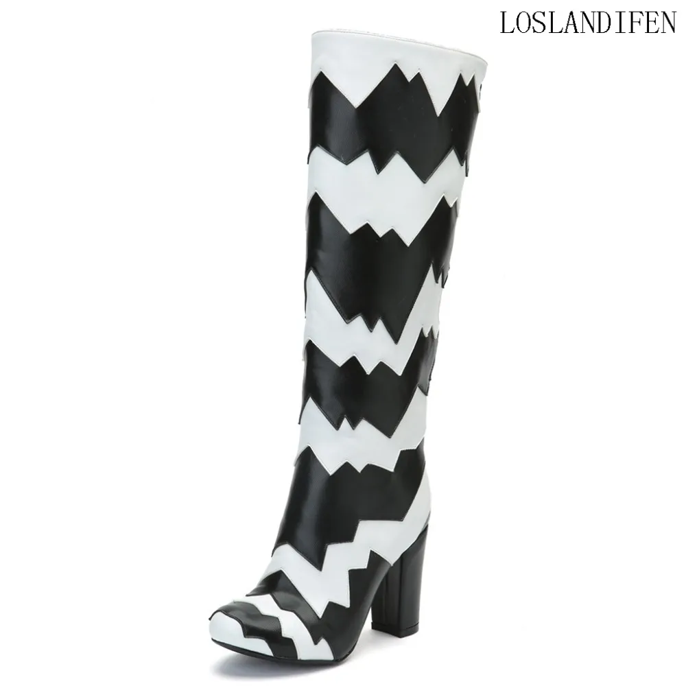 Women's 2018 Handmade Thick Heel Boots Square Heels Garden Fashion Booties Round-toe Patchwork Snow Booty Winter Shoes N040 | Обувь