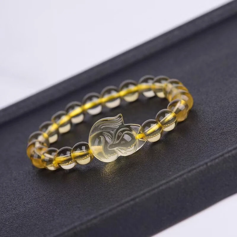 Натуральный Желтый Цитрин круглые бусины браслет 8 мм для женщин и мужчин