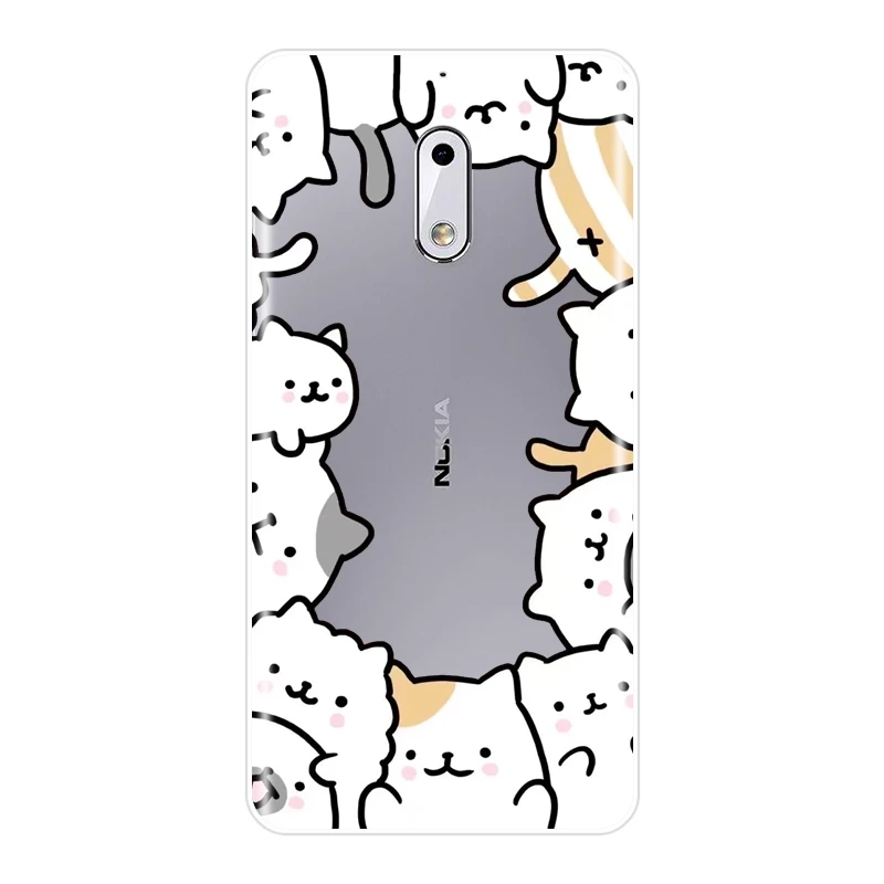 Чехол для телефона силиконовый Nokia 7 Plus X6 Kawaii Cat Japan Cute Cartoon Funny Girl мягкий
