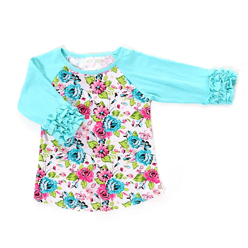 Kaiya Angel Icing Raglans/рубашка для девочек 2017 г. Детские топы с рукавами 3/4 оборками и