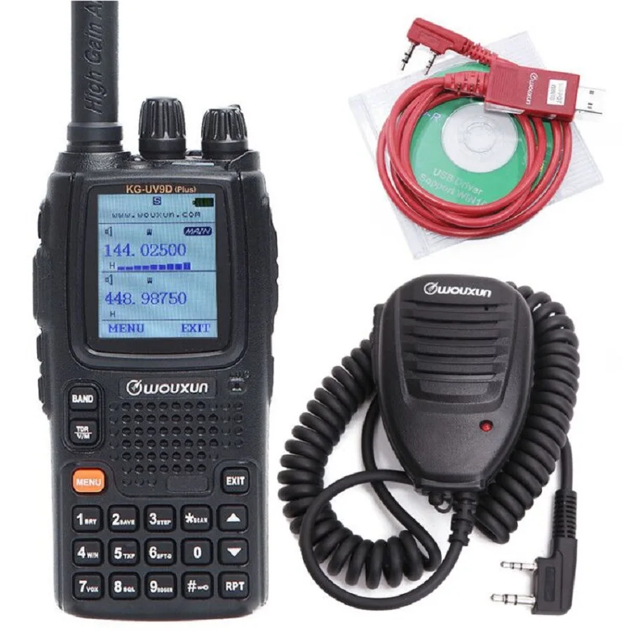 

Wouxun 7 полос приема, включая FM радио и Air Band Cross Band, добавьте USB кабель программирования и микрофон динамика