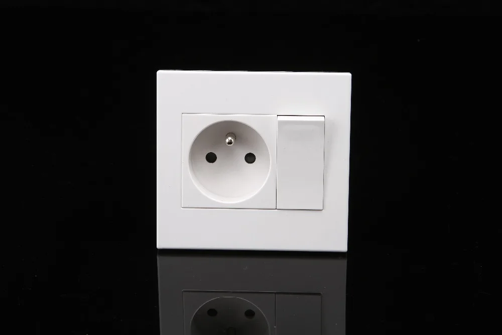 Socket Французская стандартная настенная розетка с 1 бандой, 1 переключатель, 86*92 мм, огнестойкая панель, 250 В, 16А - Тип: Socket