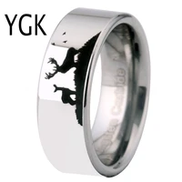 new silver men ring 100 tungsten carbide mens jewelry wedding bands classic women ring gift deer scene design dropshipping