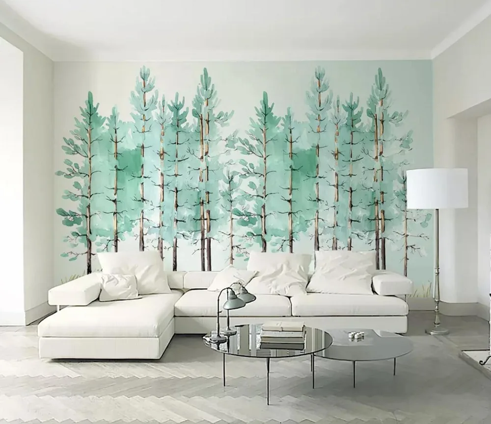 [Self-Adhesive] 3D Painting Green Forest 16 Wall Paper mural Print Decal Murals | Обустройство дома