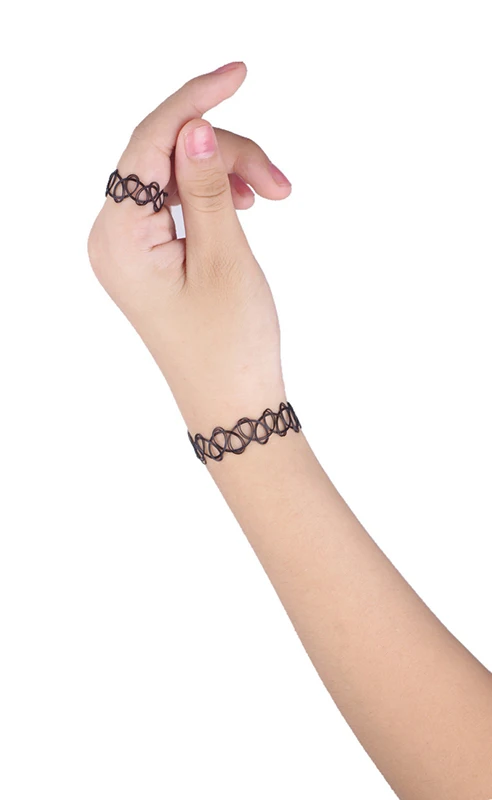 1 комплект Magic Винтаж татуировки колье ожерелье браслет и кольцо эластичные