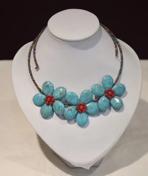 Коралловые синие бусины Цветок чешские зерна для женщин|chokers necklaces for women|choker