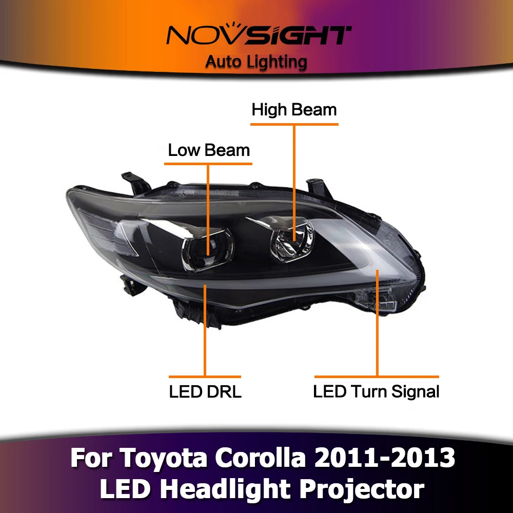 Светодиодный водонепроницаемый налобный фонарь NOVSIGHT 2 шт. для Toyota Corolla 2011 2013|Фара