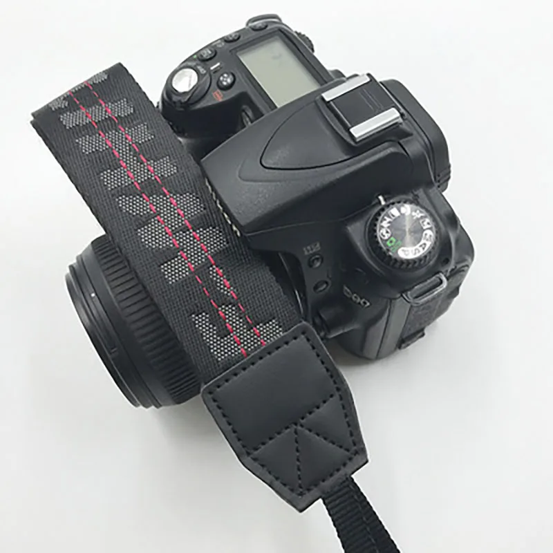 Ремешок для SLR камеры с белым неопреновым ремешком на шею для Canon Nikon Pentax sony фужи Олимпус красочный Off-White ремешок для камеры - Цвет: Черный