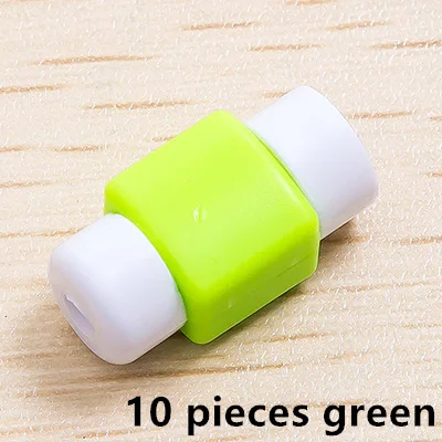 10 pieces green 10 шт. Мини милый силиконовый USB кабель Защита для наушников пластиковый шнур защита провода крышка намотки для iphone 5 5s 6 6s 7 plus - Цвет: 10 pieces green