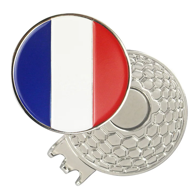 France PINMEI Набор маркеров для мячей для гольфа с клипсой для гольфа(1 шт. Для колпачка и 1 шт. Для маркера для гольфа) Лучшие аксессуары для игры в гольф для женщин и детей - Цвет: France