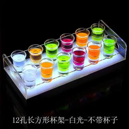 12 Holes White LED 6/12-поднос для бутылок, поддон для пули, подстаканник, цветной светодиодный подзаряжаемый светильник, подставка для винных стаканчиков, ведра для льда - Цвет: 12 Holes White LED