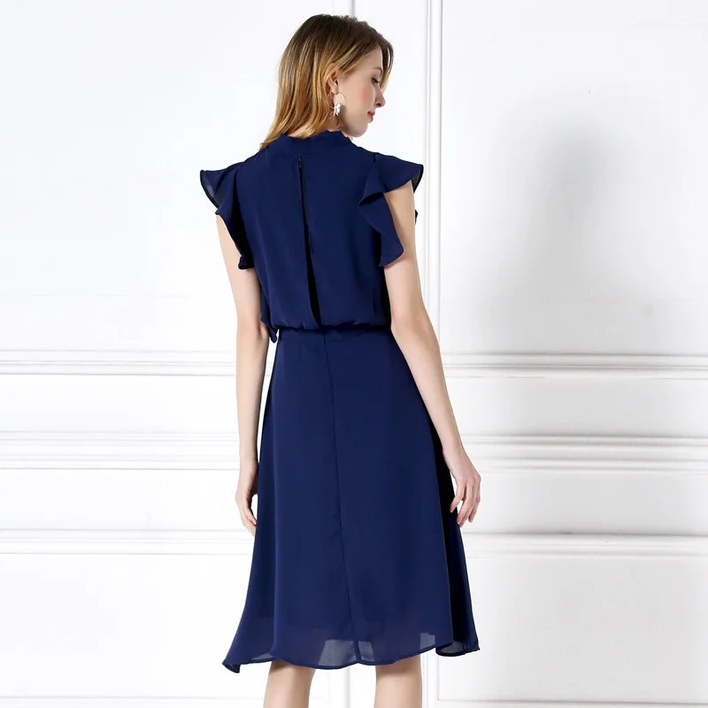 2018 г. Весна Новые летние тонкий лук короткий рукав Длинные платье с принтом