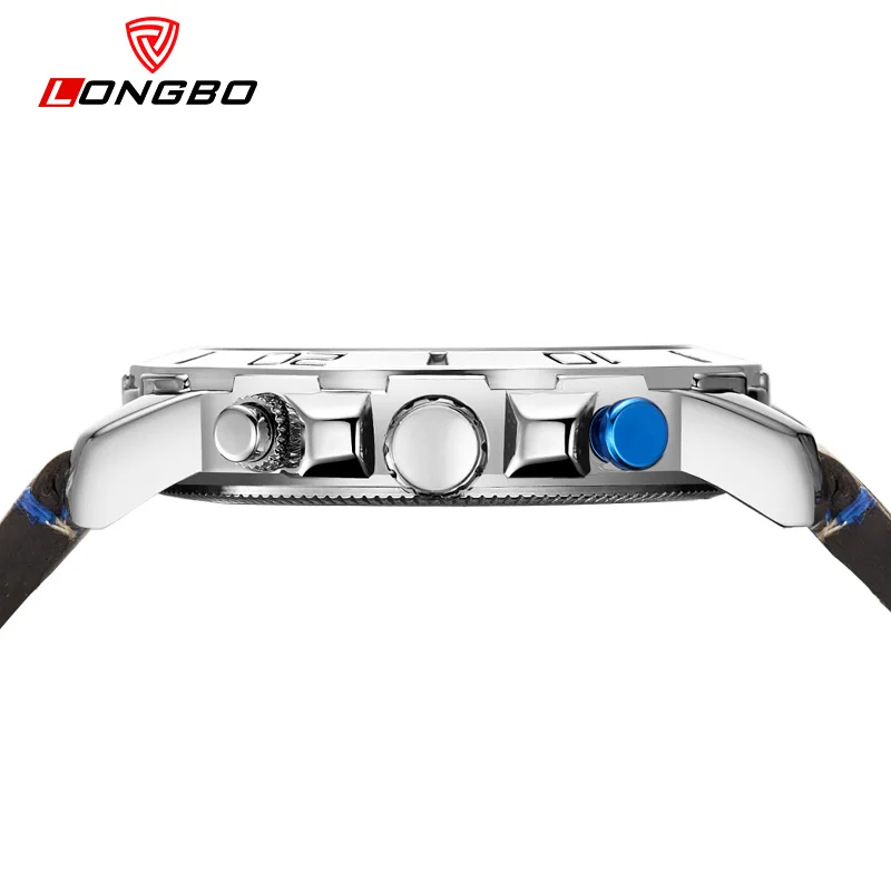 Уникальный стиль Longbo часовой бренд Мужчины кожаный ремешок Спорт Кварцевые часы