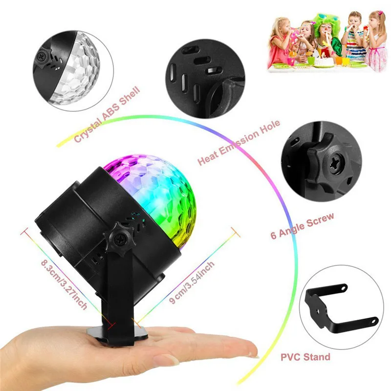 Мини RGB 3 Вт 7 цветов магический шар Светодиодная сценическая лампа DJ диско