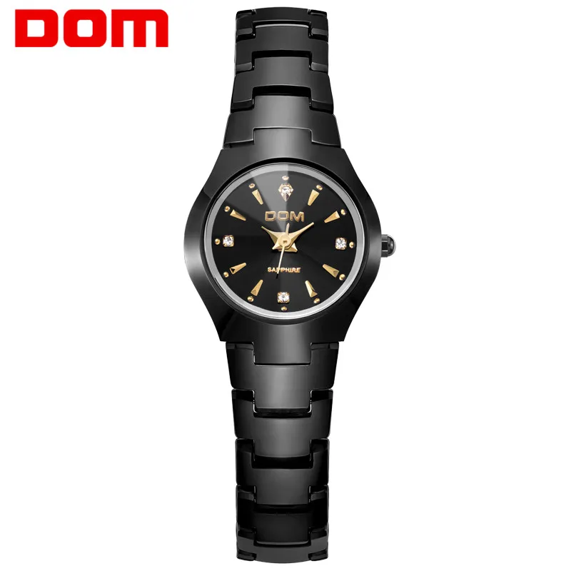 Woman black gold DOM мужские часы модные трендовые часы из вольфрамовой стали водонепроницаемые кварцевые часы мужские W-698-1M - Цвет: Woman black gold