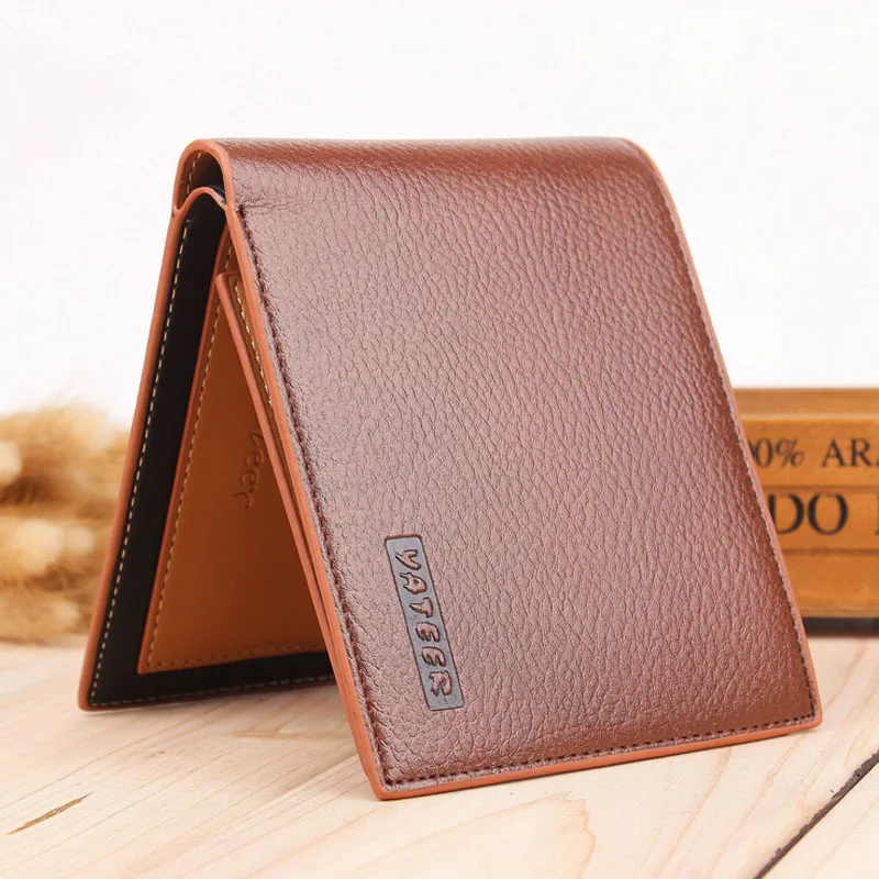 Новое поступление однотонный короткий дизайнерский мужской кожаный кошелек с