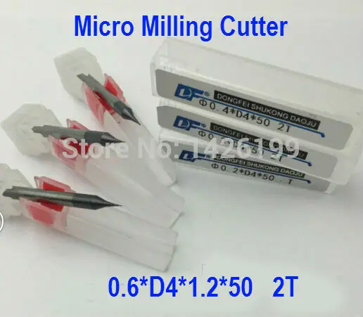 Micro Milling Cutter  2F-0.6mm,  0.6*D4*1.2*50mm, alloy   milling cutter,CNC milling machine, CNC milling tools, Nc tool