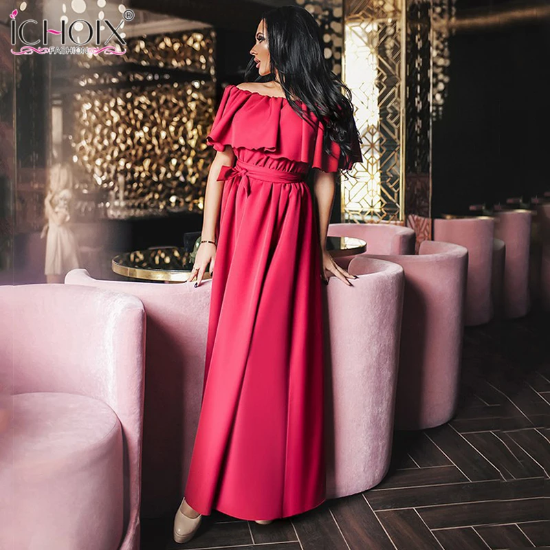 Элегантные летние длинные платья женское сексуальное платье макси с оборками