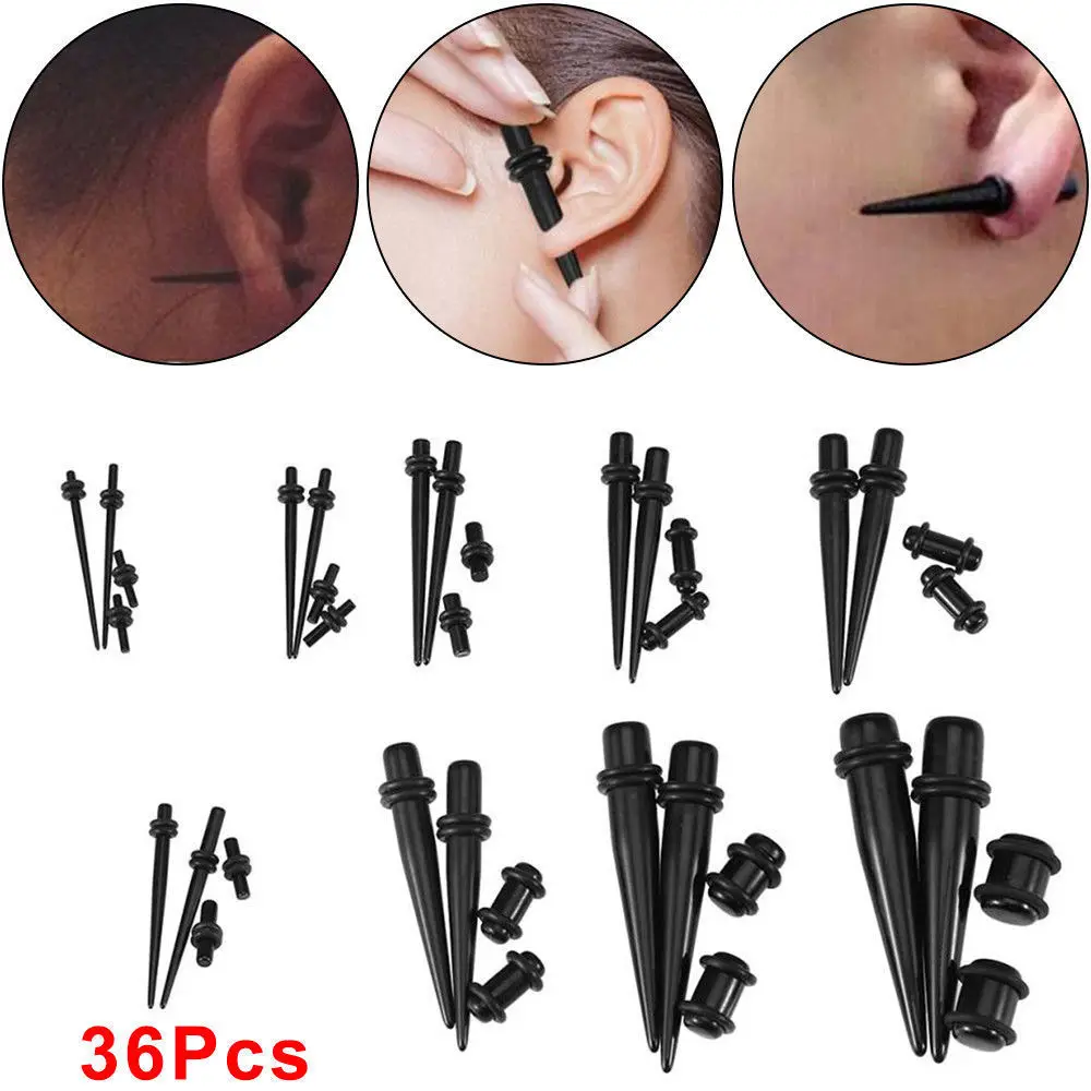 36Pcs/set Punk Crylic Ear Gauge Taper Tunnel Plug Expander Stretching Piercing Kit Sets 2020 Body Jewelry Expanders | Украшения и