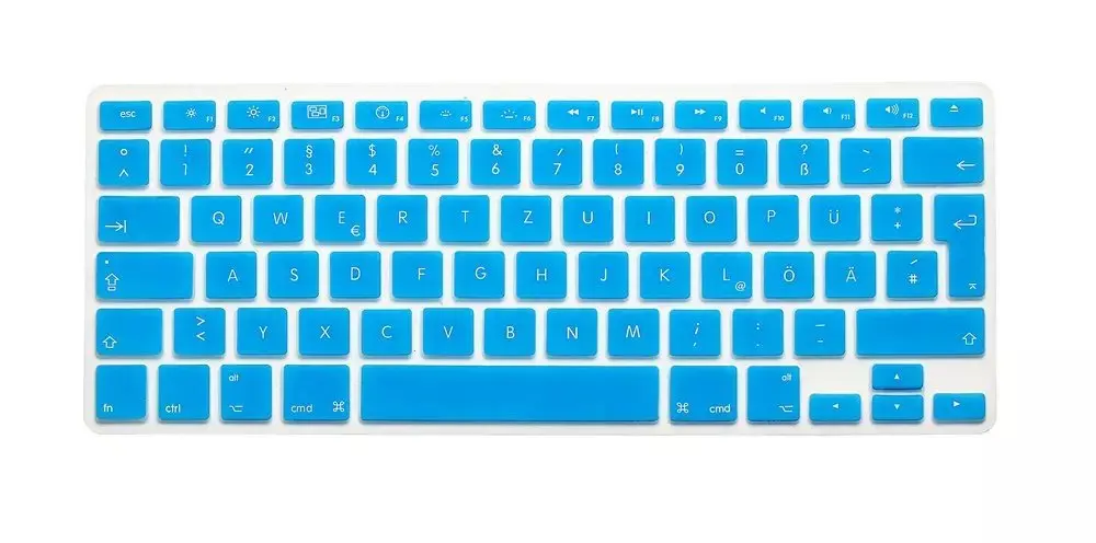 Lake Blue Для Mac Book 13 15 Qwertz кожаные чехлы для ноутбука европейские немецкие буквы клавиатуры протектор для Macbook Air Pro retina 1" 15" 17" - Цвет: Lake Blue