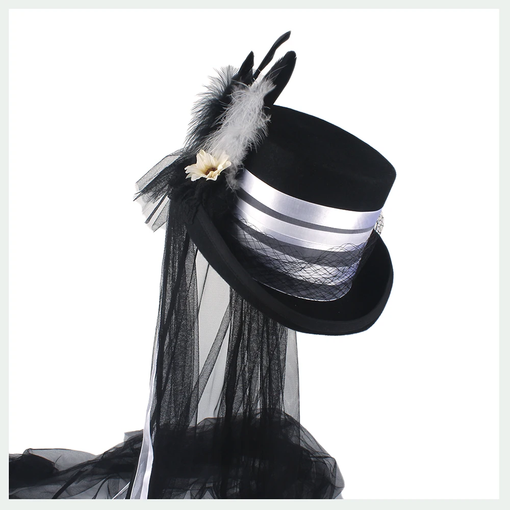 Женская шляпа в стиле стимпанк свадебная из 100% шерсти белого цвета женская для