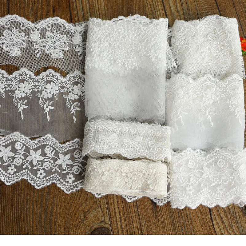 3-Yard 9.5cm White Lace Ribbon - Handmade Lace Trim for Patchwork, DIY Garment Sewing Accessories image 2