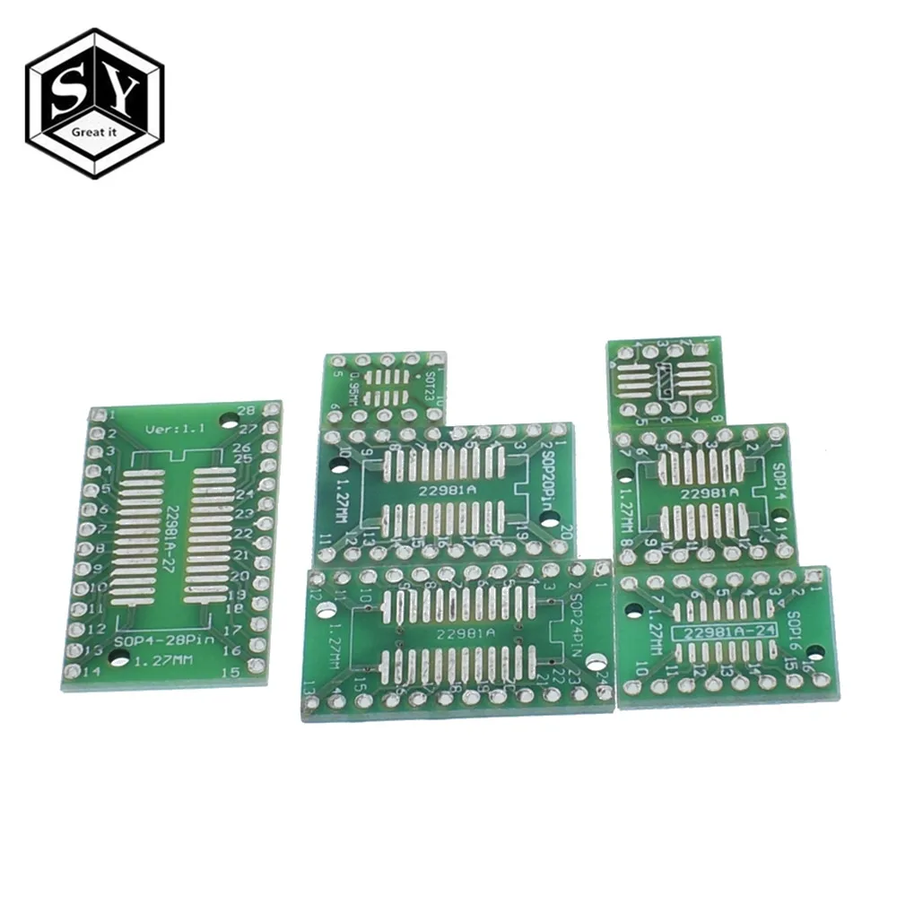 Здорово 35 шт. = 7value * 5 набором плат PCB SMD обратиться к DIP СОП MSOP SSOP TSSOP SOT23 8 10 14 16 20 24 28 SMT