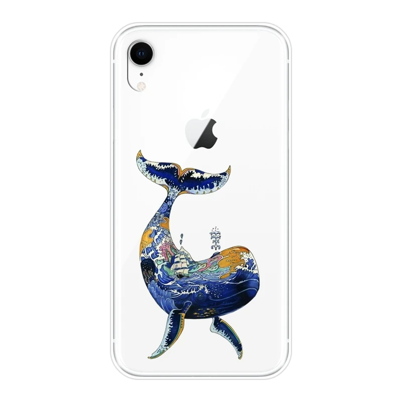 No.1 Задняя крышка для iPhone X XR XS MAX 8 7 6 S 6 S Кит Рыба волна море силиконовый мягкий чехол для Apple iPhone 6 S 6 S 7 8 Plus чехол для телефона - Цвет: No.1