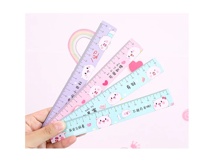Kawaii 18 см Магнитная Розовая пантера Фламинго прямая Линейка милые пластиковые линейки для рисования цветов корейские канцелярские принадлежности Школьные принадлежности